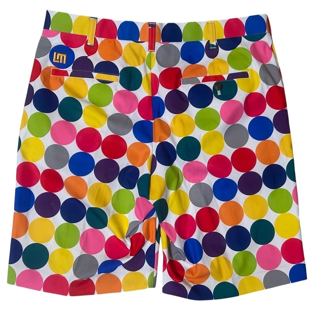 Loudmouth Golf Shorts Mens Multicolor Excellent Polka Dot Pattern 9" Inseam - Picture 9 of 10